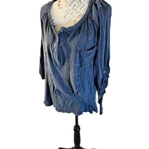 🖤 We The Free by Free People Slouchy Henley Top – Charcoal Gray – M